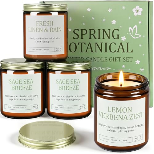 4 Pack Scented Candles Gifts for Women: 28oz Natural Soy Candles for Home Scented, Up to 200H Burning, Aromatherapy Candle...