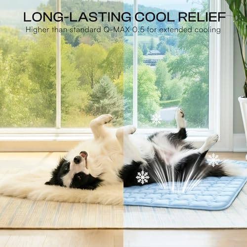 Luciphia Premium Dog Cooling Mat Non-Slip Q-MAX>0.5 Self-Cooling Pad for Small Pet Cat Indoor Portable Kennel Puppy Bed fo...