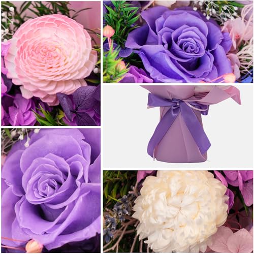 HUACHIPLUS Forever Flower Gifts for Her: Romantic Mothers Day Flowers for Mom Wife Girlfriend Grandma-Preserved Rose Bouqu...