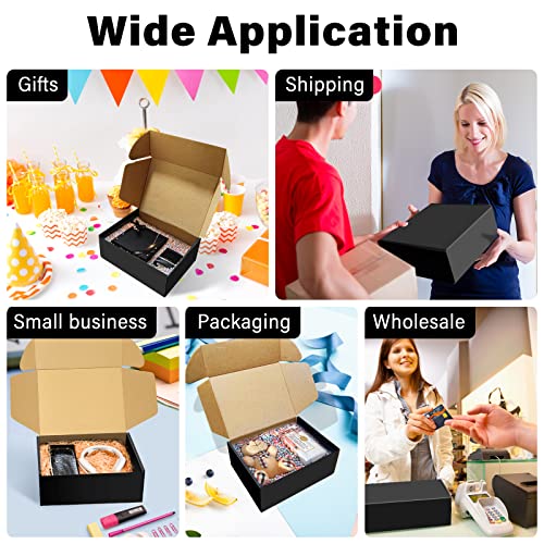BoShahai 30 Pack 9x6x4 inches Black Shipping Boxes, Corrugated Mailer Boxes, Packaging Boxes for Products, Recyclable Card...