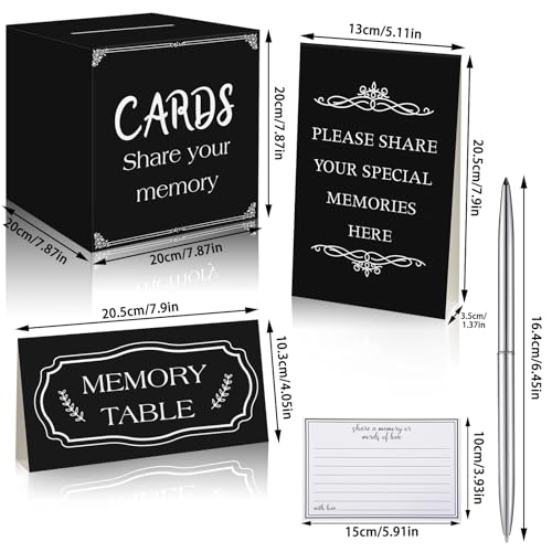 Yinder 54 Pcs Share a Memory Card Box for Celebration of Life Gift Ideas 50 Memorial Cards 2 Memory Signs 1 Silver Signatu...