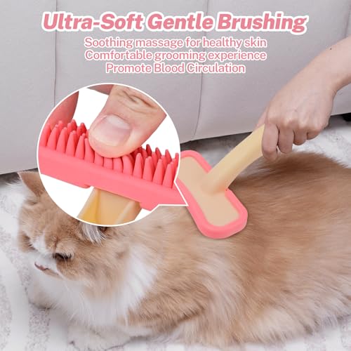 CLLGrocery Bunny Brush, Soft Silicone Small Animal Brush, Short Hair Dog Brush - Removes Loose Fur, Detangles & Massages f...