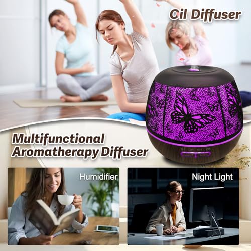 Roonbo Diffusers for Essential Oils Large Room 400ml,Essential Oil Diffuser for Home with R/C,Cool Mist Humidifiers for Be...