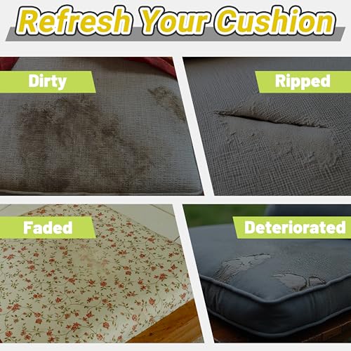 Royal Shade Custom Size Cushion Cover, Replaceable Bench Cushion/Chair/Sofa Cushion Cover, Indoor/Outdoor Furniture/Window...