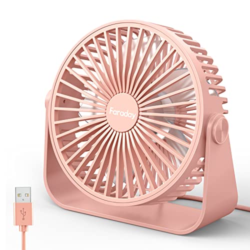 FARADAY USB Desk Fans 5 Inches Portable Table Fans 360° Head Rotation Small Personal Desktop Fan for Home Office, 3 Speed...
