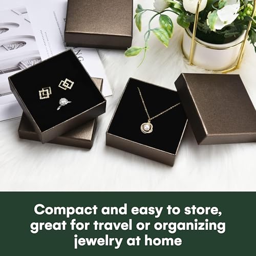 Dawhud Direct Small Jewelry Box - 6-Pack Cardboard Small Gift Boxes with Lids and Black Cushion - Ideal for Earrings, Brac...