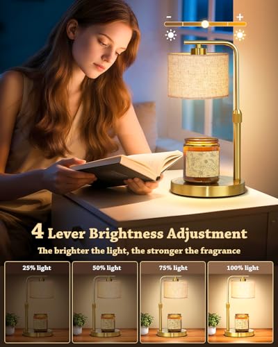 Candle Warmer Lamp with Timer Dimmer, Height Adjustable Candle Wax Warmer Candle Lamp for Jar Candles with 2 Bulbs, House ...