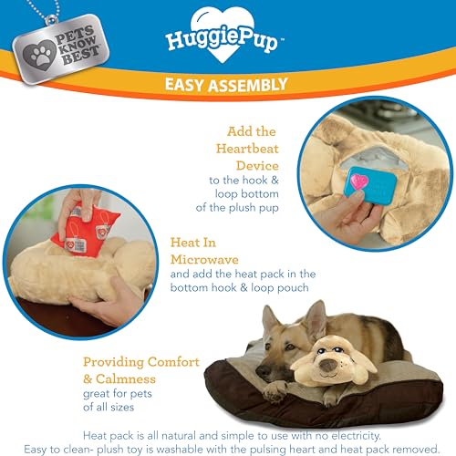 HuggiePup by Pets | Comfort Companion with Heartbeat Sleep Aide for Dogs & Puppies, Heating for Calming Relief Day or Nigh...