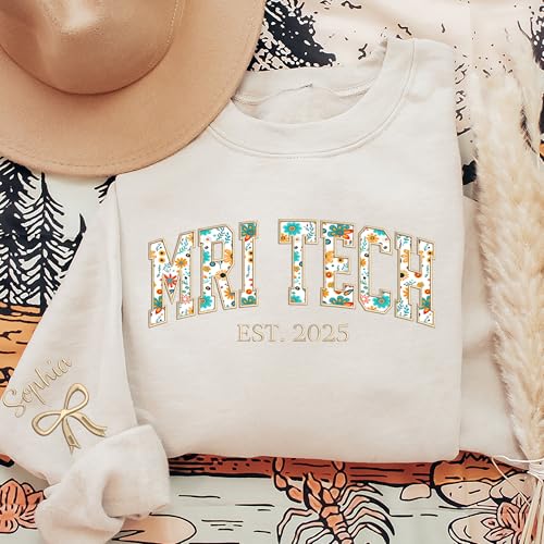 Giantbighands Personalized Embroidered Profession Sweatshirt, Custom Floral Applique Work Shirt, Professional Gifts