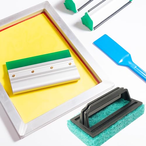 4 Pcs Screen Printing Scrub Pad, Screen Print Ink Scraper with Handle,Screen Print Remover, Screen Printing Accessories fo...