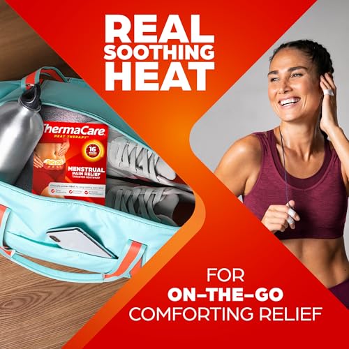 ThermaCare Menstrual Heating Pads - Portable, Adhesive HeatWraps for Period Cramps & Backache Relief - Discreet, Cord-Free...