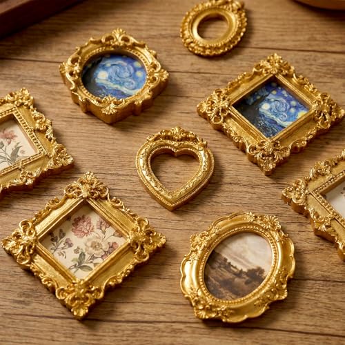 Poualss 25Pcs Vintage Resin Picture Frame Mini Antique Photo Frame DIY Small Picture Frames Mini Vintage Frame Antique Pho...