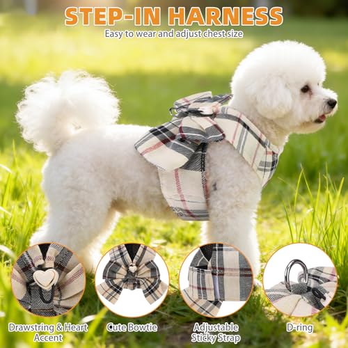 KOOLTAIL Small Dog Harness and Leash Set, Cute Puppy Vest Harnesses with Bowtie, Step in No Pull Soft Mesh Padded Adjustab...