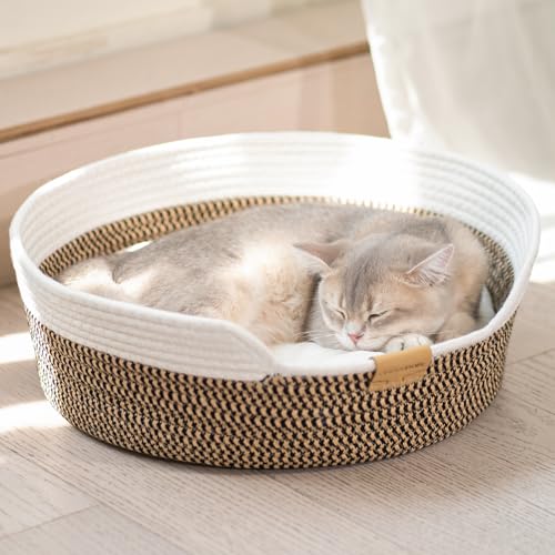 CHEERHOME PETS Cat Bed Basket with Cushion, Cute Pet Bed for Indoor Cats Couch, Kitten Bed for Medium and Large Cat, All S...