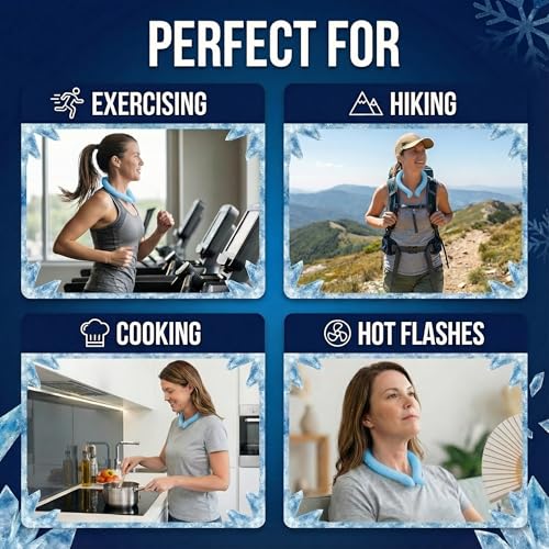 CoolTimeUSA Neck Cooling Tube | Wearable Cooling Neck Wraps for Summer Heat I Hands Free Cold Pack | Reusable Cooler (Blue)