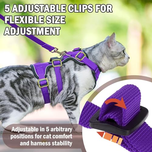 PUPTECK Cat Harness and Leash Set Escape Proof for Walking, Breathable Mash Vest Adjustable Harness for Cats Puppy Small A...
