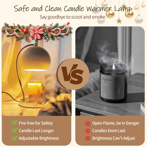 WARMCITY Modern Candle Warmer Lamp, Wide Base Candle Warming Lamp with Timer and Dimmer, Adjustable Wax Burner Light Top D...