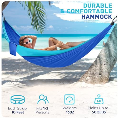 Camping Hammock Lightweight, Portable Hammocks Parachute Hammock with Two Tree Straps, Single or Double Travel Swing Nylon...