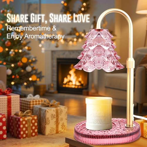 Christmas Tree Shape Candle Warmer Lamp with Timer Dimmable Adjustable Height Wax Warmer Lamp for Jar Candles With 2 Bulb...