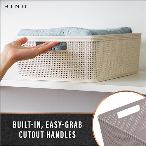 BINO | Woven Plastic Basket | Small (Natural), 5-Pack | THE JUTE COLLECTION | Home Organization, Space - Saving Storage, S...