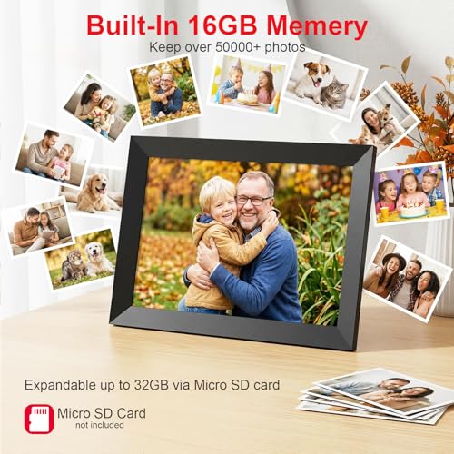 Digital Picture Frame, Frameo 10.1 Inch WiFi Electronic Photo Frame, 1280x800 HD IPS Touch Screen, Auto-Rotate, Wall Mount...