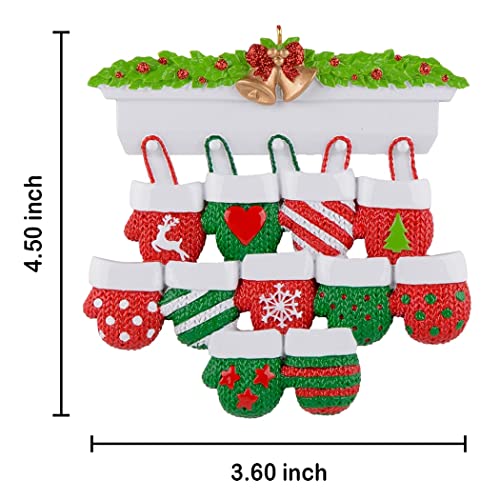 MAXORA Personalized Mitten Family of 11 Christmas Tree Ornament 2025 Family Tradition Christmas Keepsake Gift Collection f...