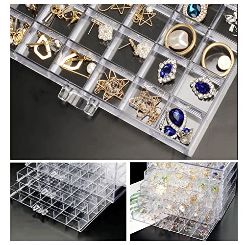 QIYUSHRY Earring Storage Box Acrylic Jewelry Storage Holder Ring Clear Plastic Transparent Jewelry Display Stand with 5 Dr...