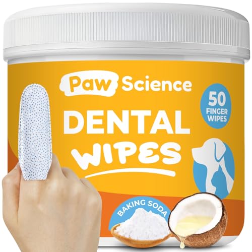 Paw Science Dog & Cat Teeth Cleaning Wipes - Dental Finger Wipes for Cats & Dogs - Pet Toothbrush & Tooth Brushing Kit - E...