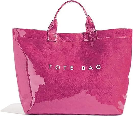 Lushandy PVC Tote Bag Women's Plastic Tote Purse Large Letters Print Hobo Handbag for Work, Beach, Gift