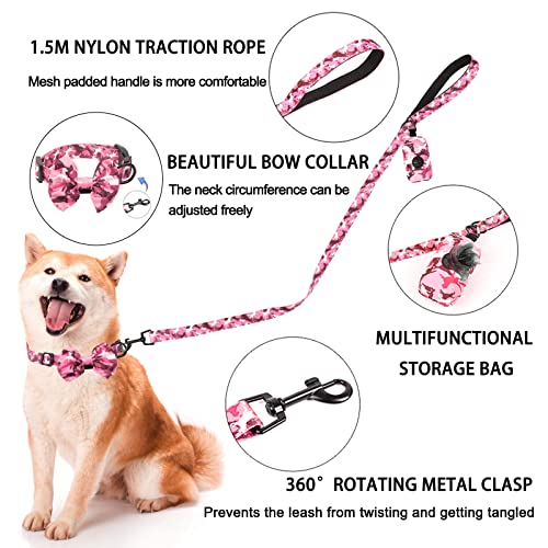 Dog Harness and Leash Set for Small Dogs, Adjustable Reflective No Pull Dog Vest Harness for Puppy with Bow-tie Collar, Le...