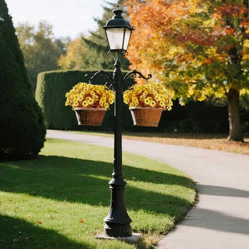 katflyee 12 Bundles Artificial Mums for Outdoors, Fall Fake Flowers Outside UV Resistant, Faux Fall Mums Flowers for Outdo...