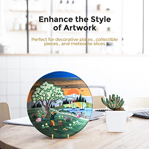 TR-LIFE Plate Display Stand - 4.5 Inch Holder + Metal Frame for Picture, Decorative Plate, Photo Easel, Tabletop Art (Gold...