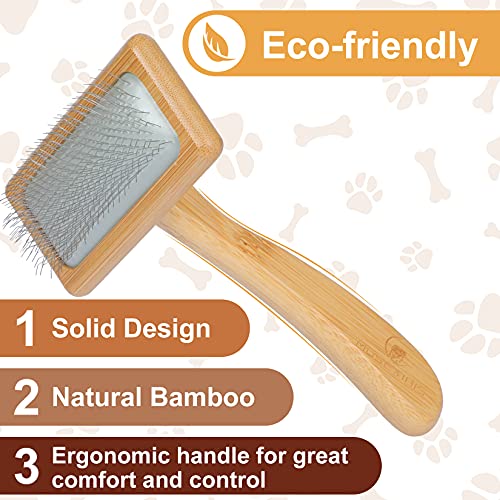 Muse&Iris Dog & Cat brush, Pet Slicker Brush with Bamboo Handle for Large Medium & Short Hair Elegant Grooming Comb for Re...