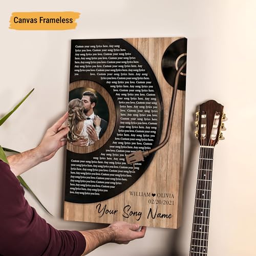 VICILO Husband Gifts - Customized Song Lyrics Canvas Framed Personalized Gifts for Him - Perfect Song Chords Couple One Ye...
