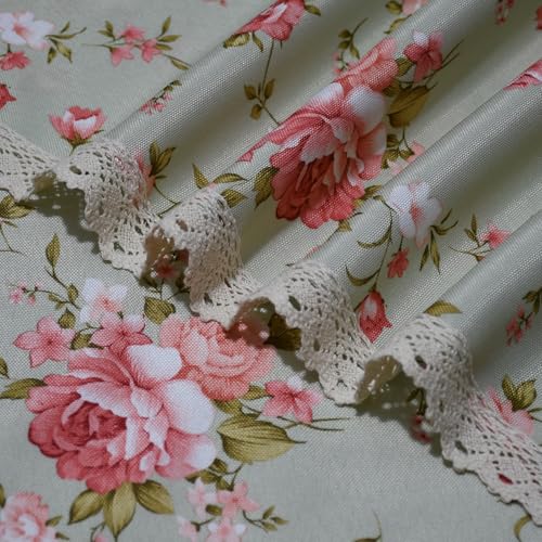 YEESSION Floral Print Square Tablecloth 38 x 38 Inch Stain Resistant and Waterproof Wine Table Cover for Kitchen Dining In...