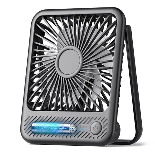 Koonie Battery Operated Desk Fan, 5'' Small USB Portable Fan with Max. 11h Runtime, Strong Wind, 180° Tilt Folding and 3 S...
