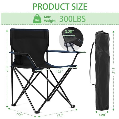 Canpsky 2 Pack Lightweight Folding Camping Chairs, Outdoor Lawn Beach Chair with Cup Holder & Carry Bag for Travel, Fishin...