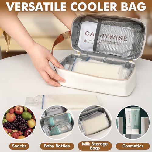 CarryWise Breast Milk Cooler Travel Bag with 3 Ice Pack, Waterproof Breastmilk Cooler Storage Bag, Portable & Versatile In...
