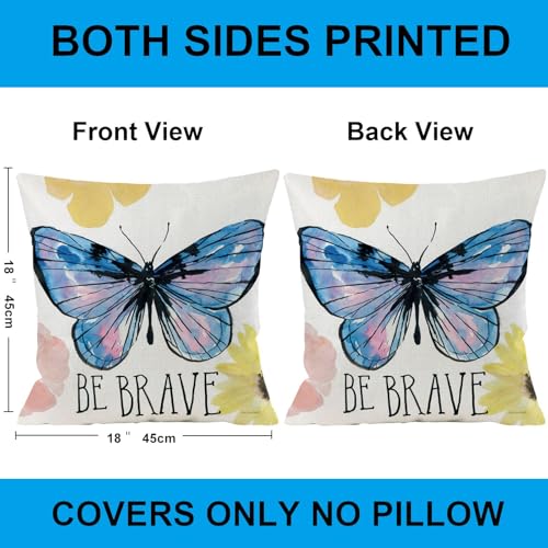 Wilproo Butterfly Decorative Throw Pillow Cover Set of 4, Cushion Cover Decorative Square Pillowcases Cotton Linen Cushion...