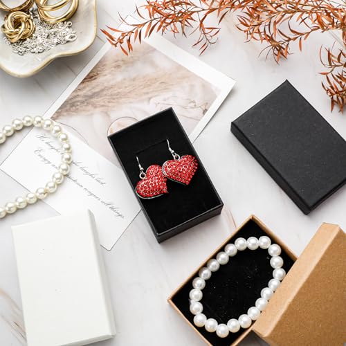 Tenceur 100 Pcs Valentines Jewelry Gift Boxes Bulk Kraft Jewelry Cardboard Box for Necklace Earring Bracelet Storage Packa...