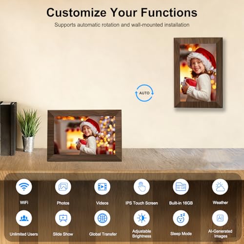 VTimes 10.1" Digital Picture Frame, WiFi Smart Digital Photo Frame with 1280 * 800 HD IPS Touch Screen, AI-Generated Image...