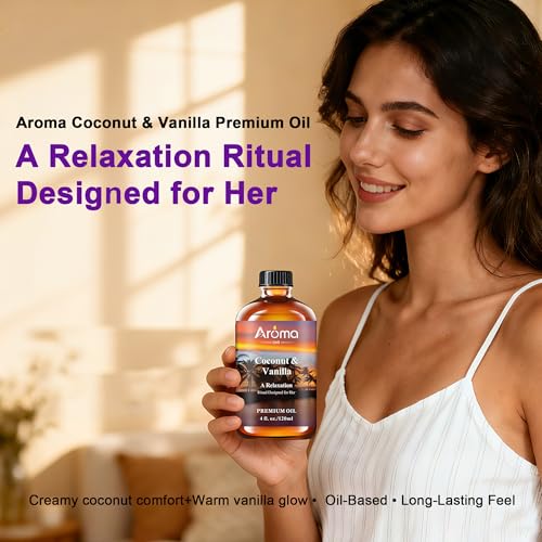 Coconut Vanilla Essential Oil 4fl.Oz - Essential Oils for Diffusers for Home & Aromatherapy - Vanilla Oil for Diffuser, Sc...