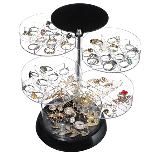 Clear 360 Degree Rotating Acrylic Jewelry Organizer for Dresser,Small Travel Earring Storage Box and Earring Organizers Ca...
