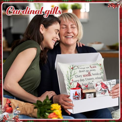 Buryeah 10 Pcs Cardinal Gift Set Sympathy Memorial Bird Present Box Include 60x50'' Blanket Pillowcase Mug Makeup Bag Cand...