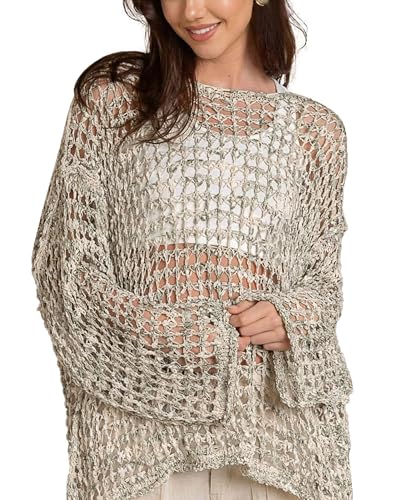 Bsubseach Sexy Beach Cover Ups for Women Hollow Out Crochet Bathing Swimsuit Coverup Sheer Beach Tops Vacation Clothes