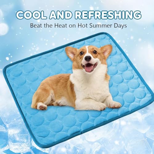 Dog Cooling Mat, Pet Cooling Mats, Summer Cool Pads Pet Mat Outdoor for Dogs & Cats, Machine Washable (Blue, L: 70×55 cm |...