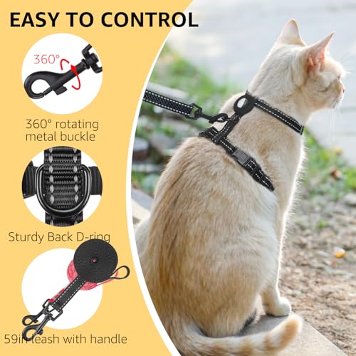 SCENEREAL Cat Harness and Leash Set Escape Proof with Airtag Holder, Reflective Pet Harnesses for Walking, Adjustable Soft...