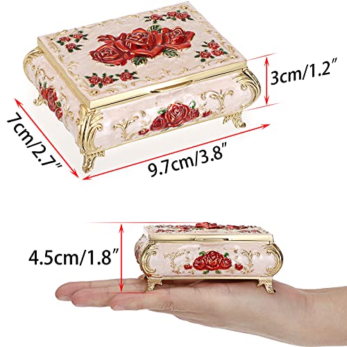 Hipiwe Vintage Metal Jewelry Box Small Treasure Chest Case Trinket Organizer Earrings Necklace Bracelet Storage Box Ring B...