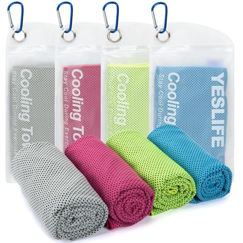 YESLIFE 4 Pack Cooling Towels 40"x12", Gym Towels for Men and Women, Soft Breathable Workout Towels for Yoga, Running, Spo...