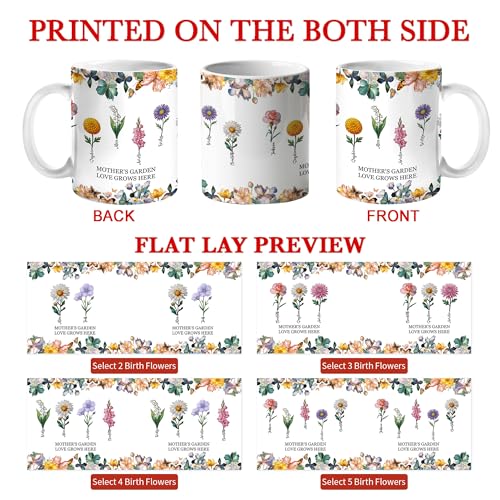 Easycosy Personalized Mothers Day Gifts for Mom from Daughter, Custom Birth Flower Name Mom Coffee Mug Birthday Gift, Moth...